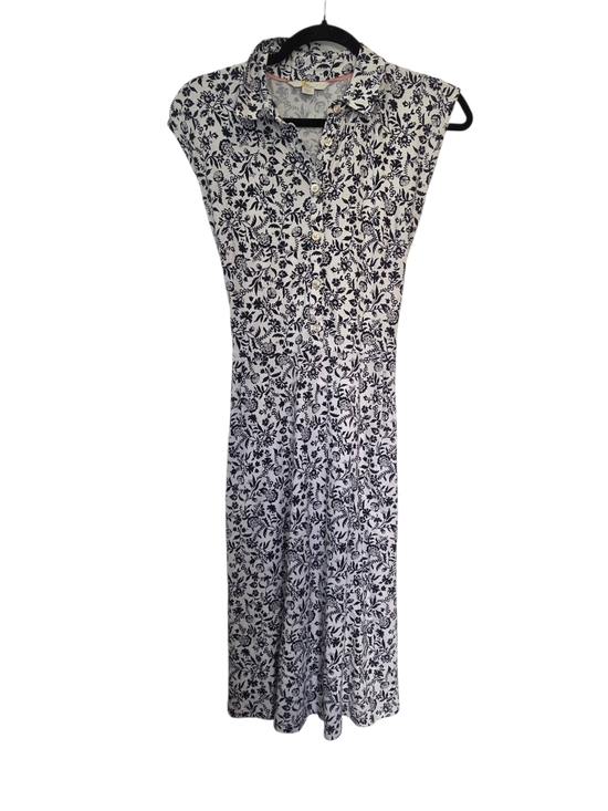 Boden Dresses & Skirts - Boden White & Navy Sleeveless Collared Floral Mini Dress Size 6